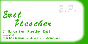 emil plescher business card